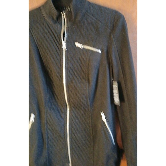 Liverpool Los Angeles Black Rinse Moto F/Zip Casual LS Jacket Quilted Panel SM - Picture 5 of 16